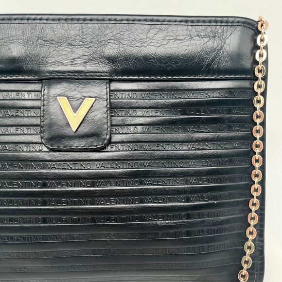MARIO VALENTINO Leather Clutch or Crossbody Bag, Black, AUTHENTIC LUXURY - Picture 3 of 10